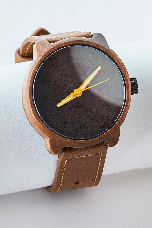 Marco XL Leather Watch Brown